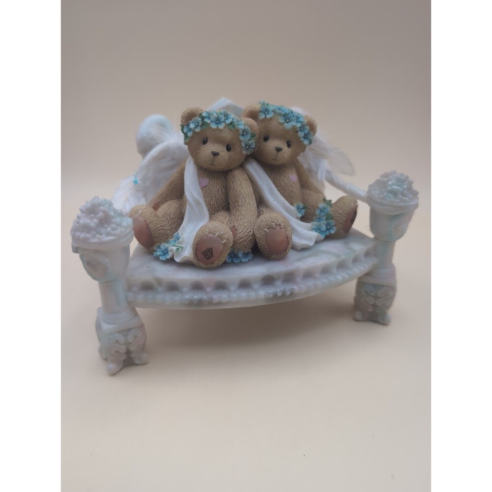 ENESCO Cherised Teddies Chantel And Fawn Collectible Figurine 661740 Angels Blue